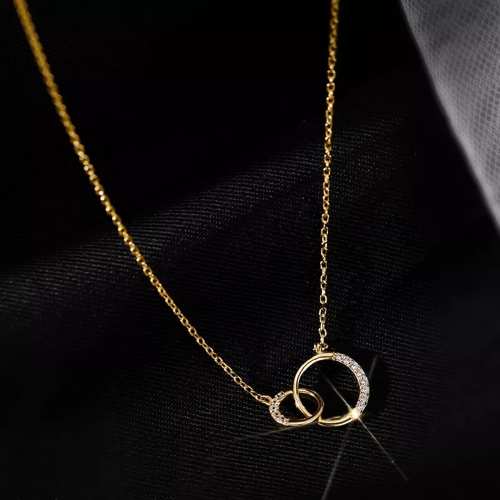 Double Circle Necklace New - Picture 2 of 4